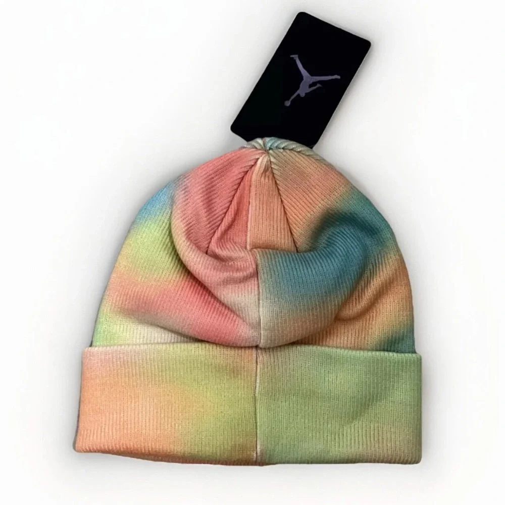 Retro Tie Dye cuff Beanie hat big kids boys nike Air Jordan yellow green orange